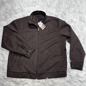 Robert Graham Vegan Suede Harrington Bomber Jacket Medium Chocolate Brown‎ New